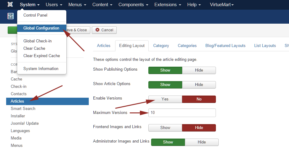 joomla-article-version