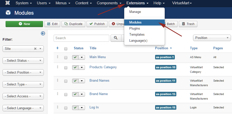 Joomla modules