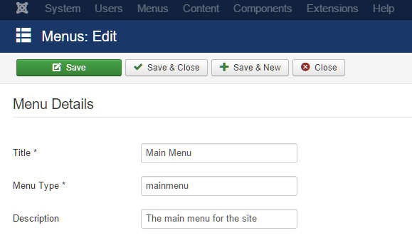 joomla menu details